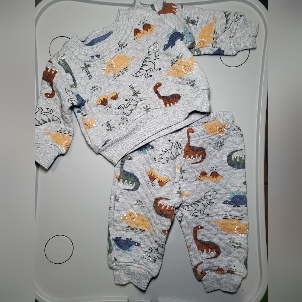 Koala Kids Gray Dinosaur Print Outfit